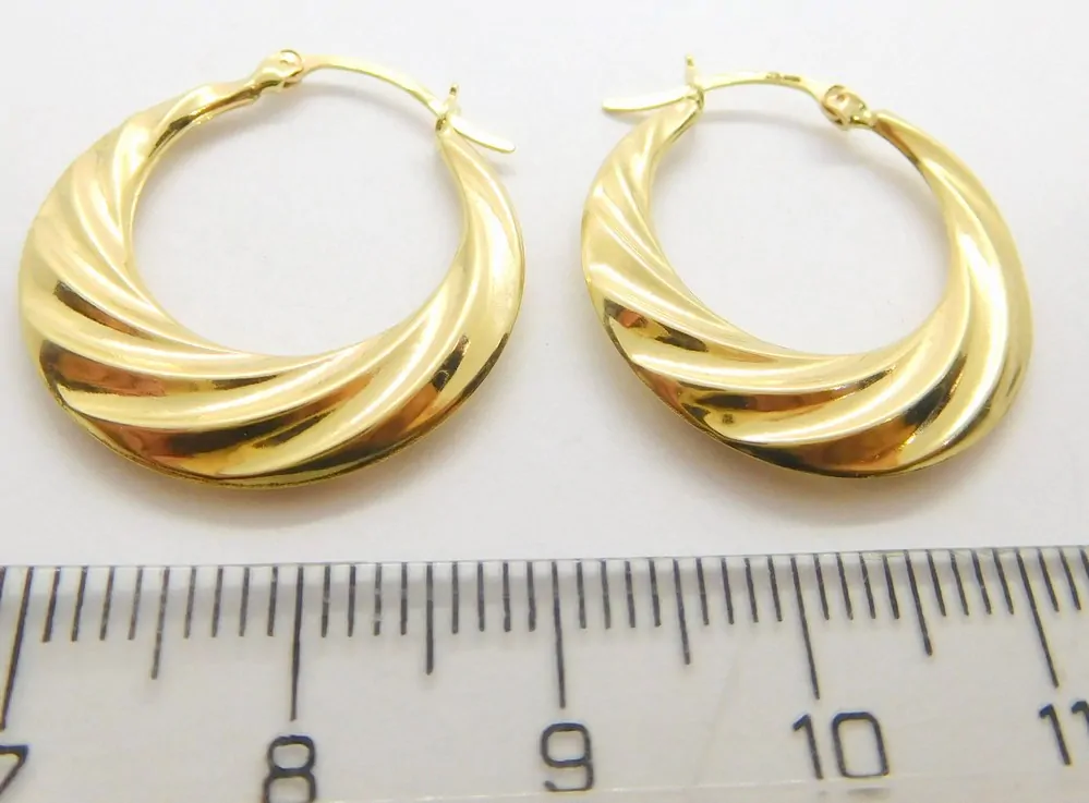 Klenoty Budín Mohutné zlaté gravírované náušnice kruhy 585/1,27gr HK2273