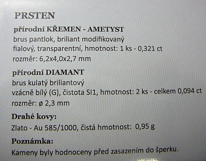 Klenoty Budín Zásnubní luxusní prsten s přírodním ametystem J-24572-14 