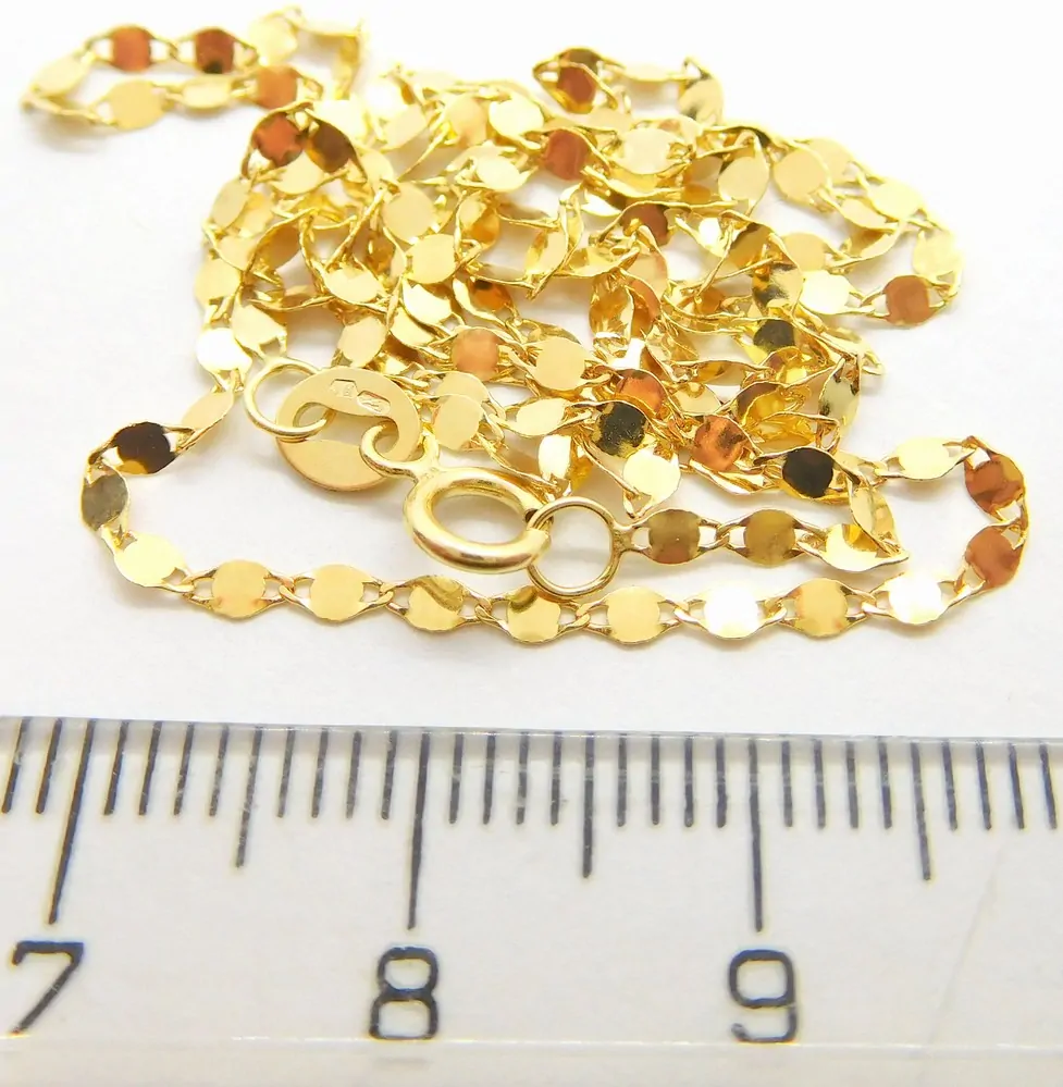 Klenoty Budín Dámský hladký zlatý řetízek ze žlutého zlata ZRCÁTKA 585/1,26gr 45cm HK6180