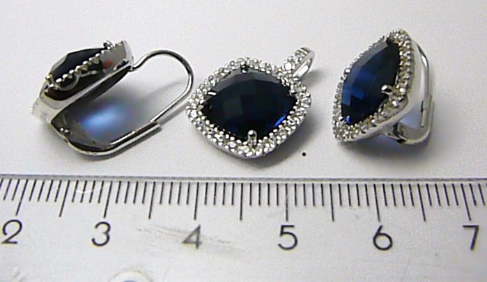 Klenoty Budín Luxusní mohutná stříbrná rhodium souprava s modrými safíry 0306591