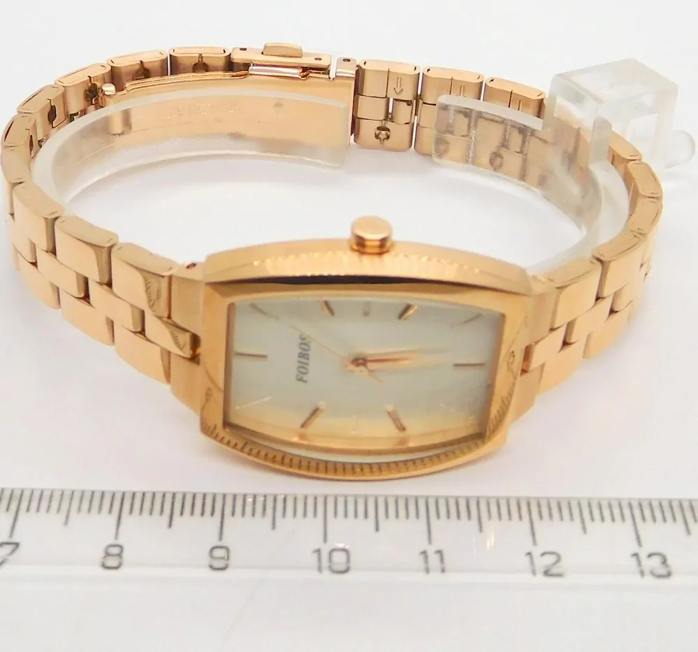FOIBOS Dámské hranaté ocelové rose gold hodinky FOIBOS CK3536.3