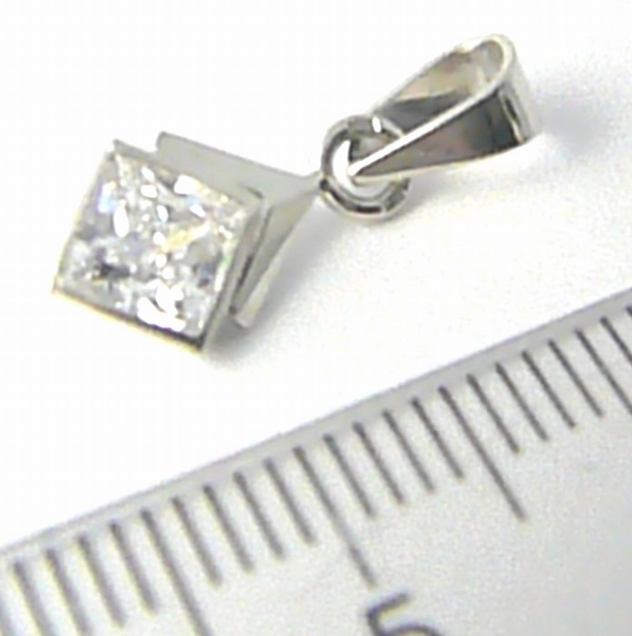 Klenoty Budín Zlatý přívěsek s velkým čtvercovým zirkonem z bílého zlata 585/0,63gr 346045010