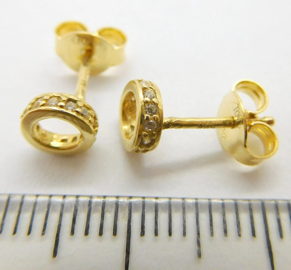 Klenoty Budín Dámské zlaté peckové náušnice se zirkony na puzetku 585/0,90gr JMG0114WGE00