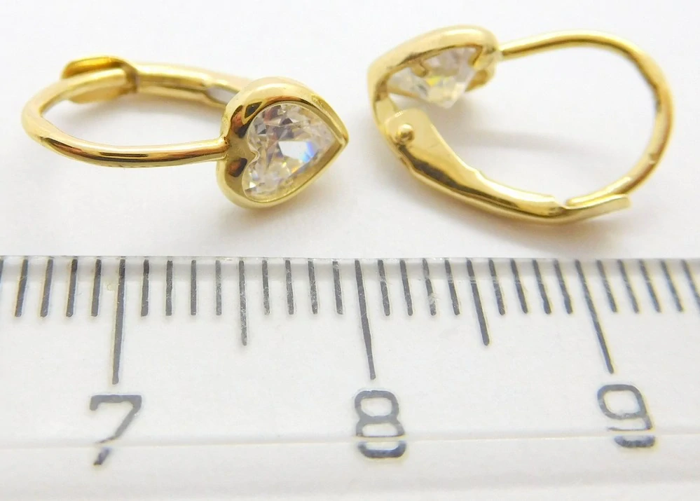 Klenoty Budín Dívčí zlaté srdíčkové náušnice se zirkony na patent 585/1,44gr ZE0565XJ81-4400