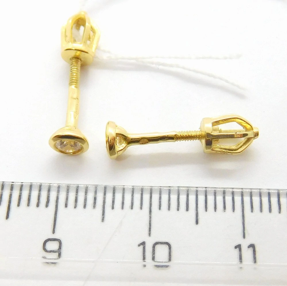 Klenoty Budín Dámské peckové zlaté náušnice se zirkony na šroubek pecičky 585/1,32gr H751