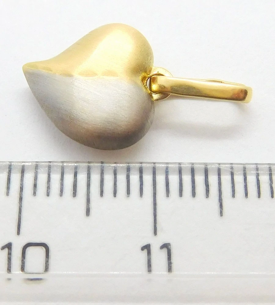 Klenoty Budín Dámský zlatý přívěsek z bílého a žlutého zlata srdíčko 585/0,48gr H753