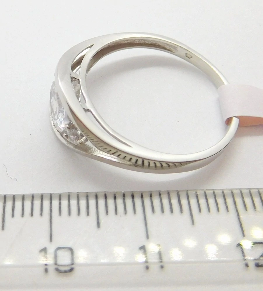 Klenoty Budín Dámský mohutný prsten z bílého zlata se zirkonem 585/2,26gr vel. 57 HK1164