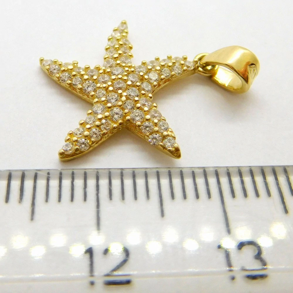 Klenoty Budín Dámský zlatý přívěsek se zirkony hvězdice 585/1,22gr HK3215