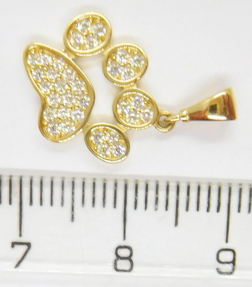 Klenoty Budín Dámský zlatý přívěsek se zirkony TLAPKA se zirkony 585/1,32gr HK3211