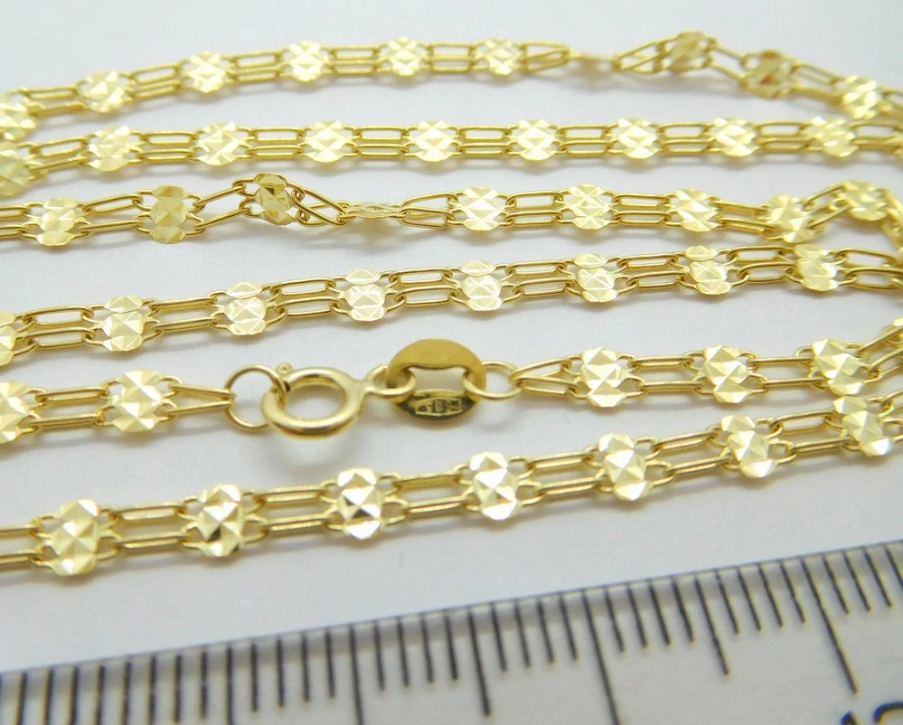 Klenoty Budín Dámský gravírovaný zlatý řetízek destičky 585/2,90gr 50cm HK6198