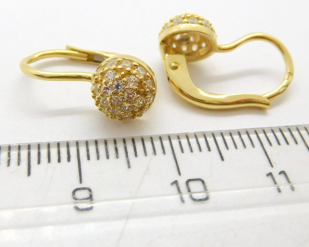 Klenoty Budín Dámské klasické zlaté náušnice se zirkony na patent 585/2,53gr HK2295