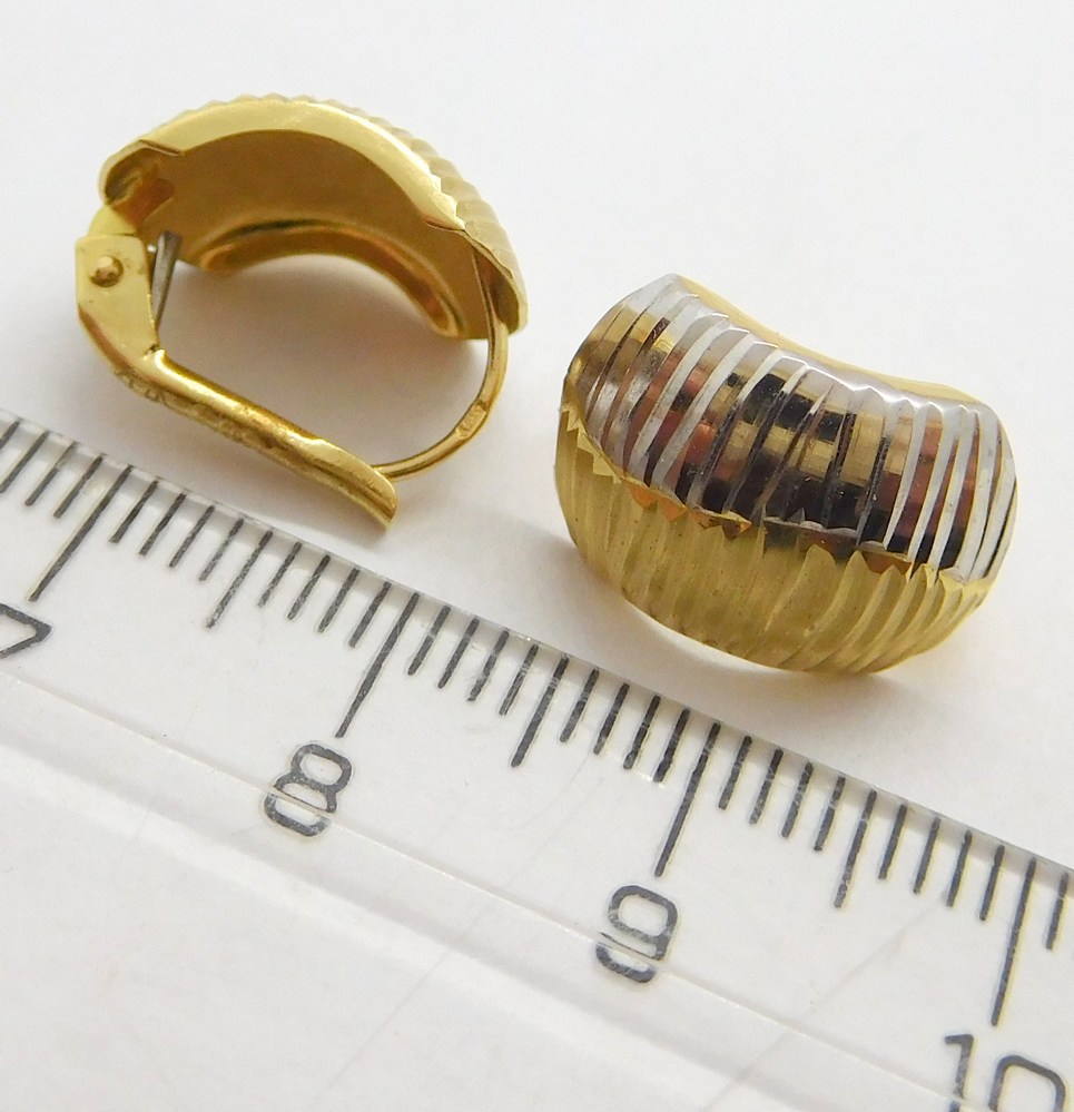 Klenoty Budín Dámské velké zlaté gravírované náušnice z bílého a žlutého zlata 585/1,95gr HK2289