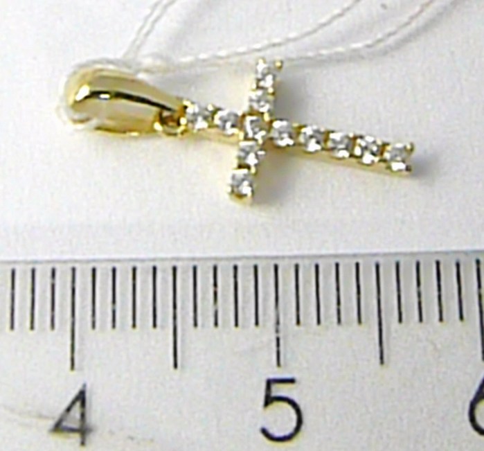 Klenoty Budín Zlatý přívěsek - zlatý křížek posetý zirkony 585/0,38gr H620