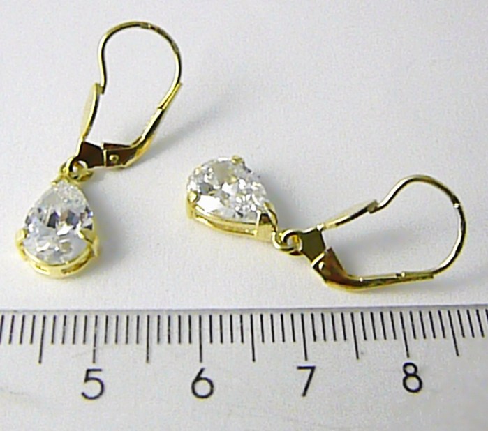 Klenoty Budín Mohutné velké zlaté visací náušnice s velkými zirkony 585/3,60gr 236040945