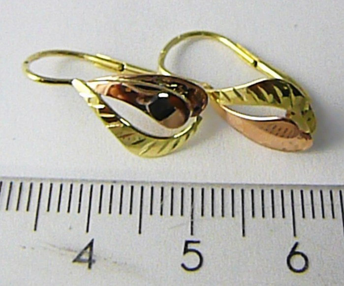 Klenoty Budín Velké dámské zlaté náušnice z dvojího zlata 585/1,65gr 231040856