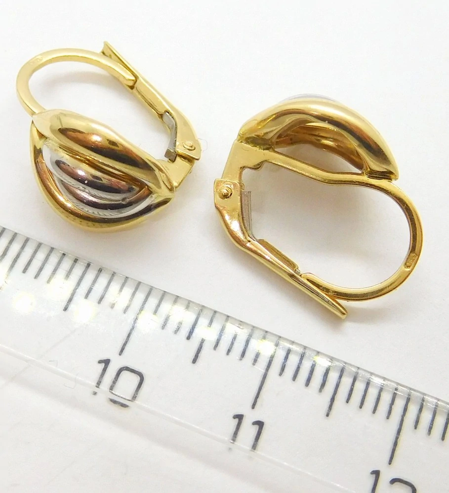 Klenoty Budín Dámské mohutné zlaté náušnice z bílého a žlutého zlata 585/2,17gr HK2313