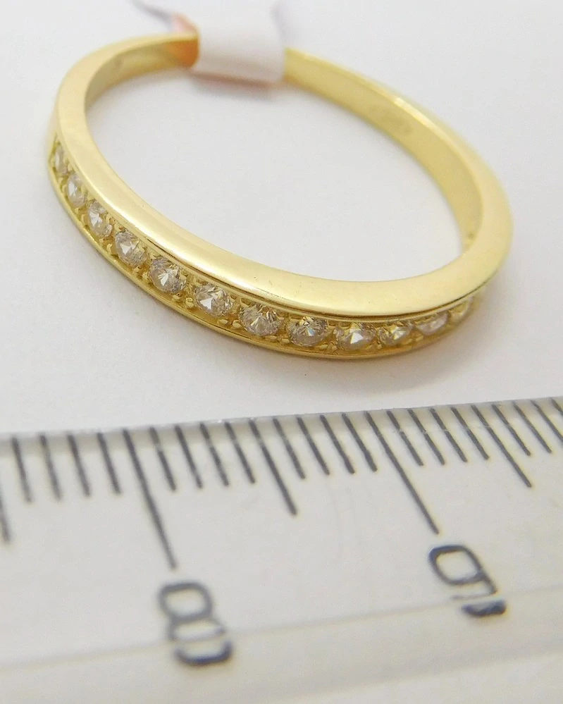 Klenoty Budín Mohutný dámský zlatý prsten se zirkony 585/2,50gr vel. 62 HK1195