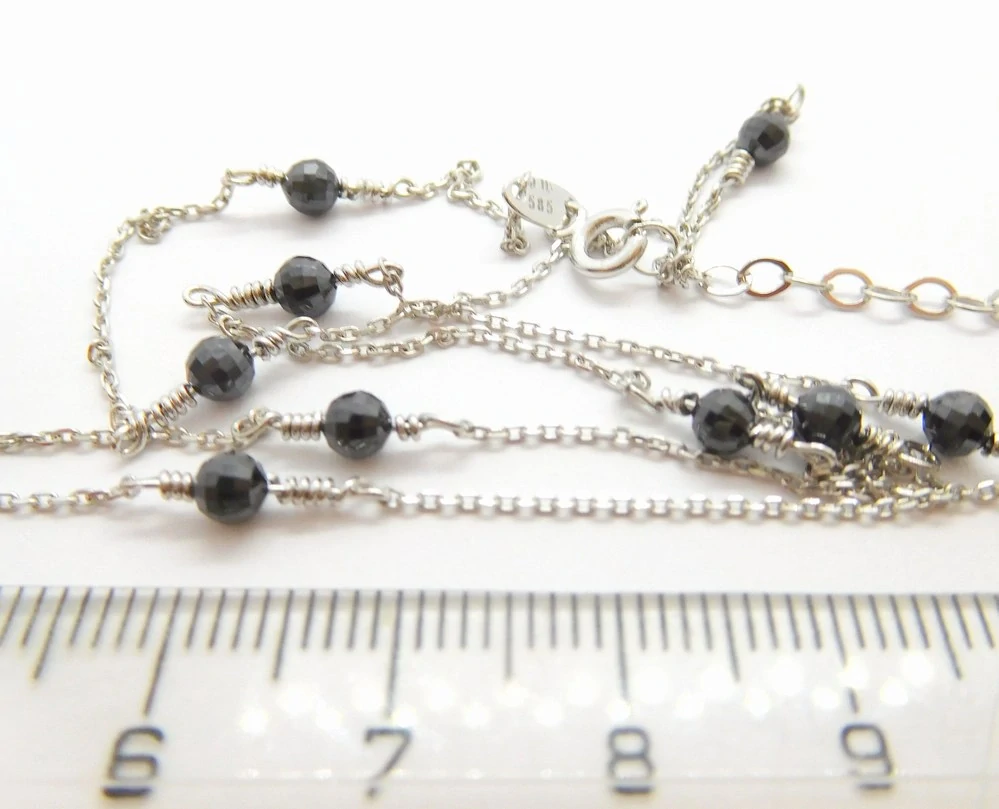 Klenoty Budín Dámský zlatý náhrdelník z bílého zlata s černými zirkony 585/2,25gr 45+5cm HK4062