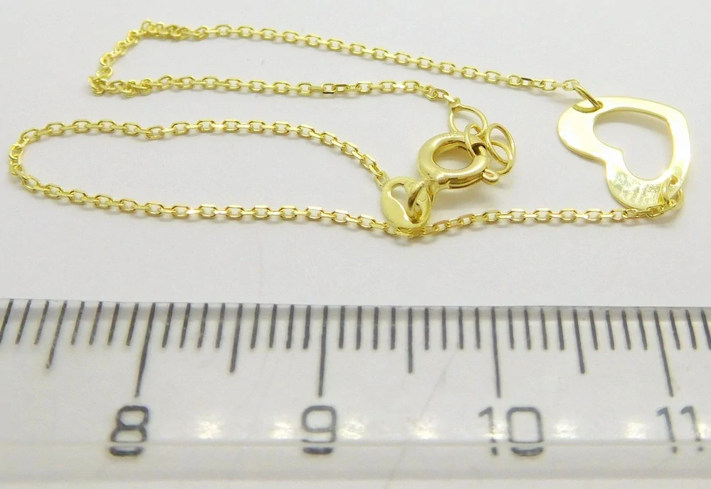 Klenoty Budín Dámský hladký zlatý náramek SRDCE 585/0,67gr 17+1cm HK7093