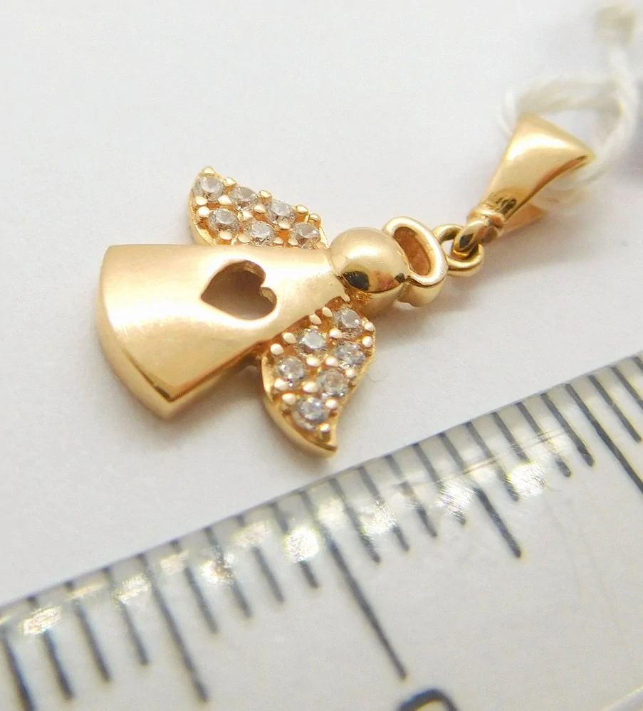 Klenoty Budín Zlatý hladký andělíček z růžového zlata se zirkony 585/0,82gr HK3219