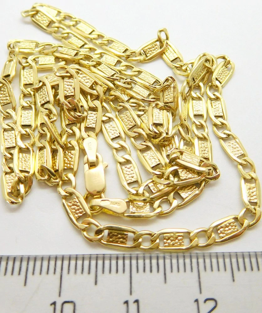 Klenoty Budín Pánský mohutný zlatý gravírovaný řetěz řetízek ze žlutého zlata PANCER 585/4,35gr 50cm HK6259