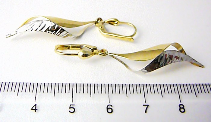 Klenoty Budín Dámské visací zlaté náušnice v kombinaci bílého a žlutého AU 585/2,25gr HK2076