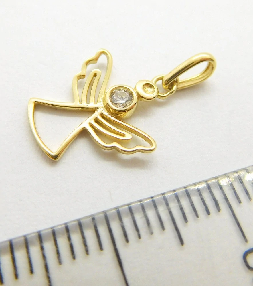 Klenoty Budín Dámský zlatý přívěsek se zirkonem andělíček 585/0,54gr HK3280