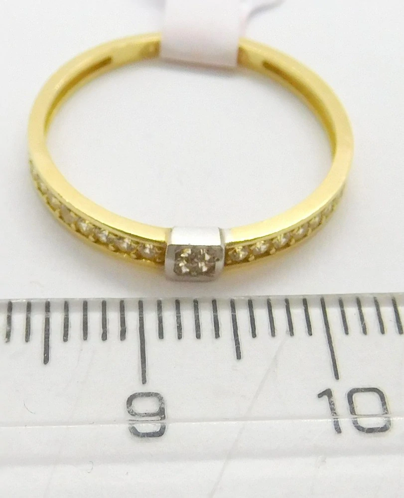 Klenoty Budín Zásnubní dámský prsten z bílého a žlutého zlata se zirkonem 585/1,23gr vel. 55 HK1208