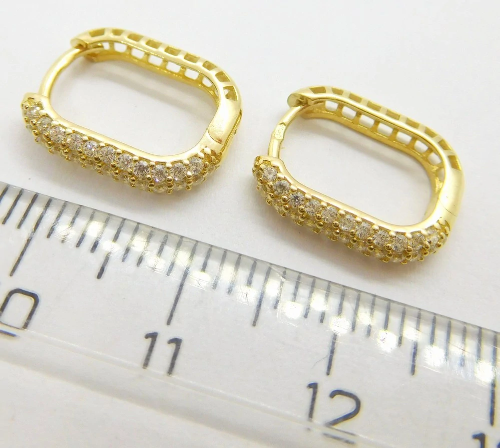 Klenoty Budín Dámské kruhové zlaté náušnice se zirkony oválky 585/1,89gr HK2319