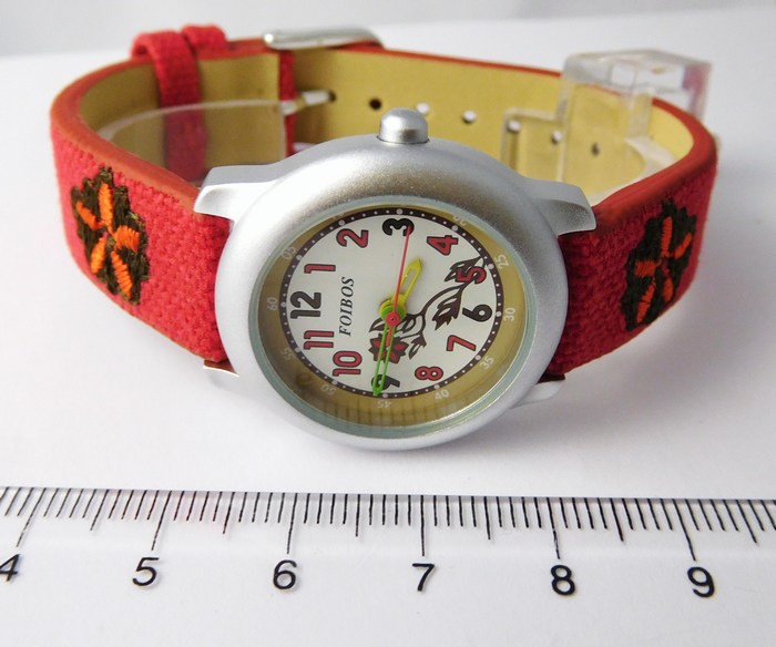 Foibos Dětské dívčí červené hodinky Foibos 1055.1 pro malé děvčata 