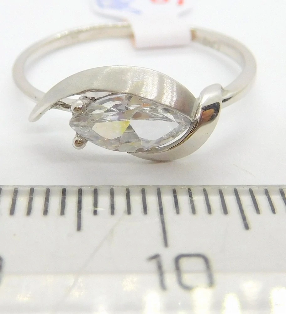 Klenoty Budín Dámský zlatý prsten ze bílého zlata s velkým zirkonem 585/1,43gr vel. 55 HK1219