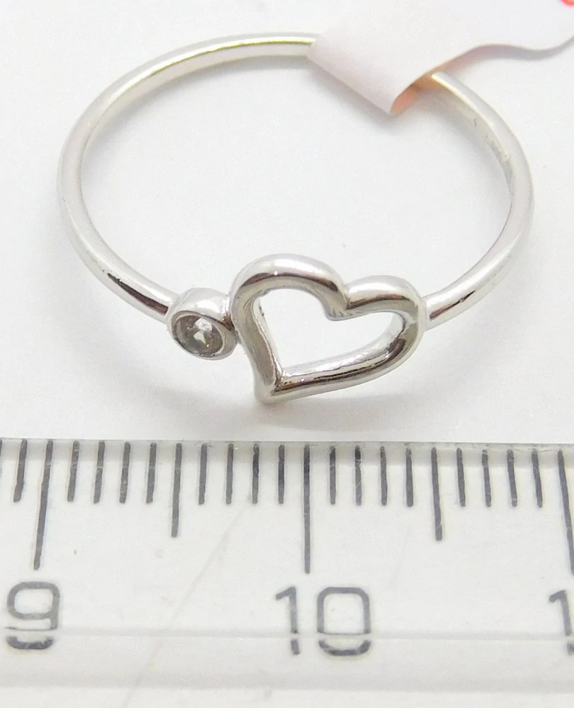 Klenoty Budín Dámský zlatý prsten ze bílého zlata se zirkonem srdce 585/1,14gr vel. 56 HK1218