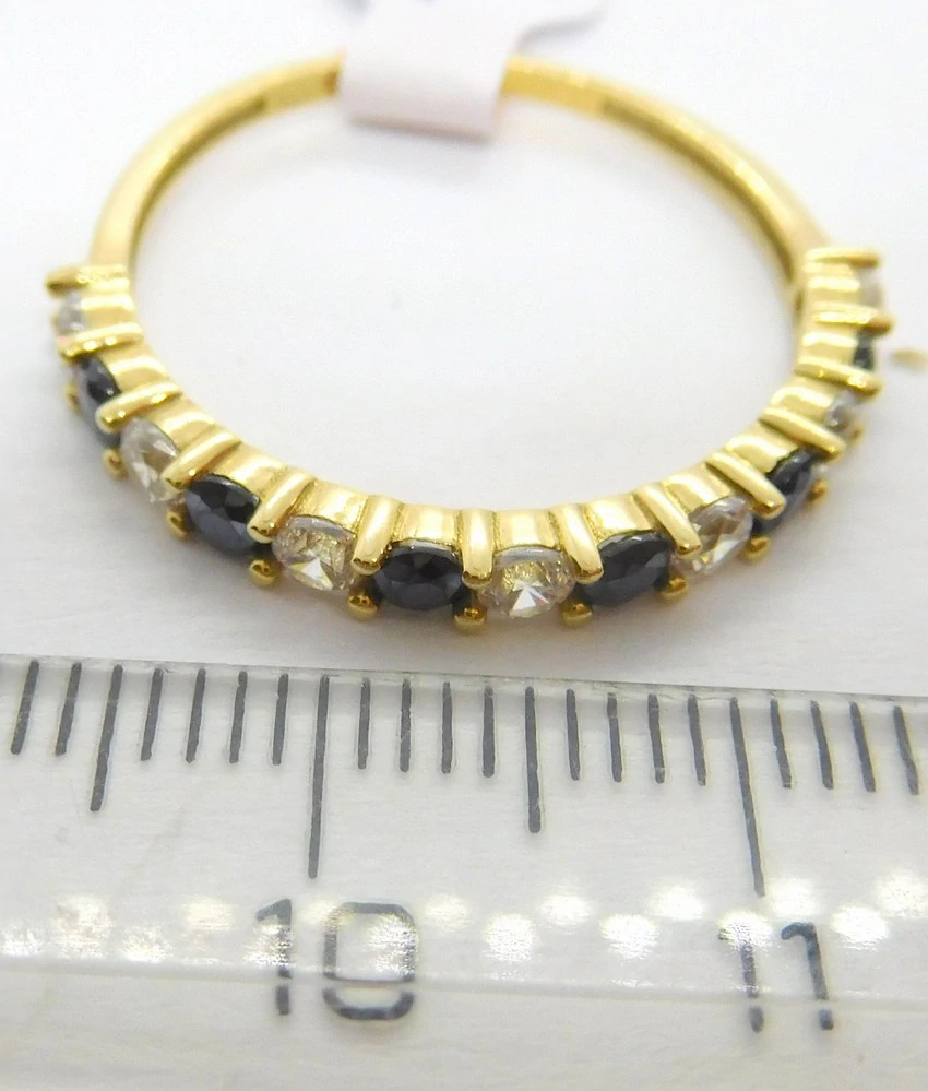 Klenoty Budín Mohutný dámský zlatý prsten se zirkony a modrými safíry 585/1,68gr vel. 60 HK1238