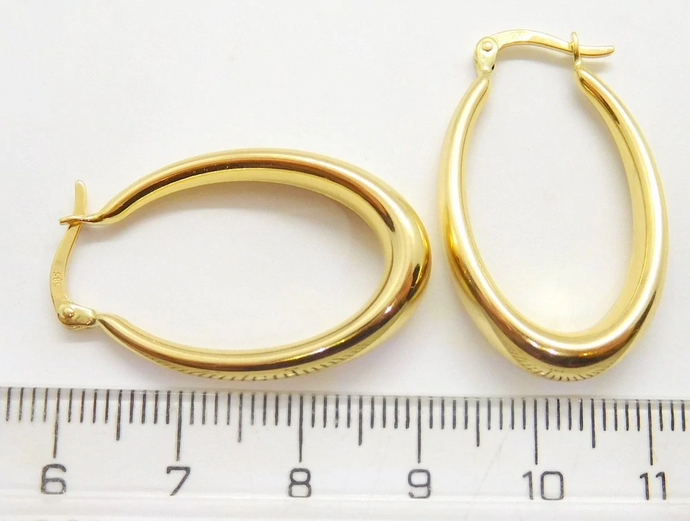 Klenoty Budín Dámské kruhové hladké zlaté náušnice hladké oválky 585/2,84gr HK2332