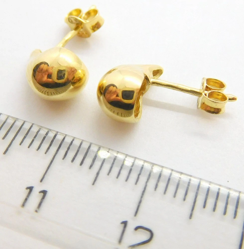 Klenoty Budín Dámské hladké pecičky ze žlutého zlata KAPKY na puzetku 585/1,51gr HK2337