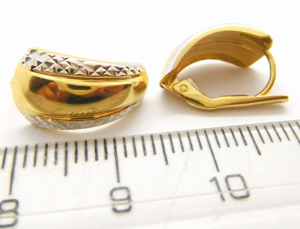 Klenoty Budín Dámské gravírované náušnice z bílého a žlutého zlata 585/1,60gr HK2339