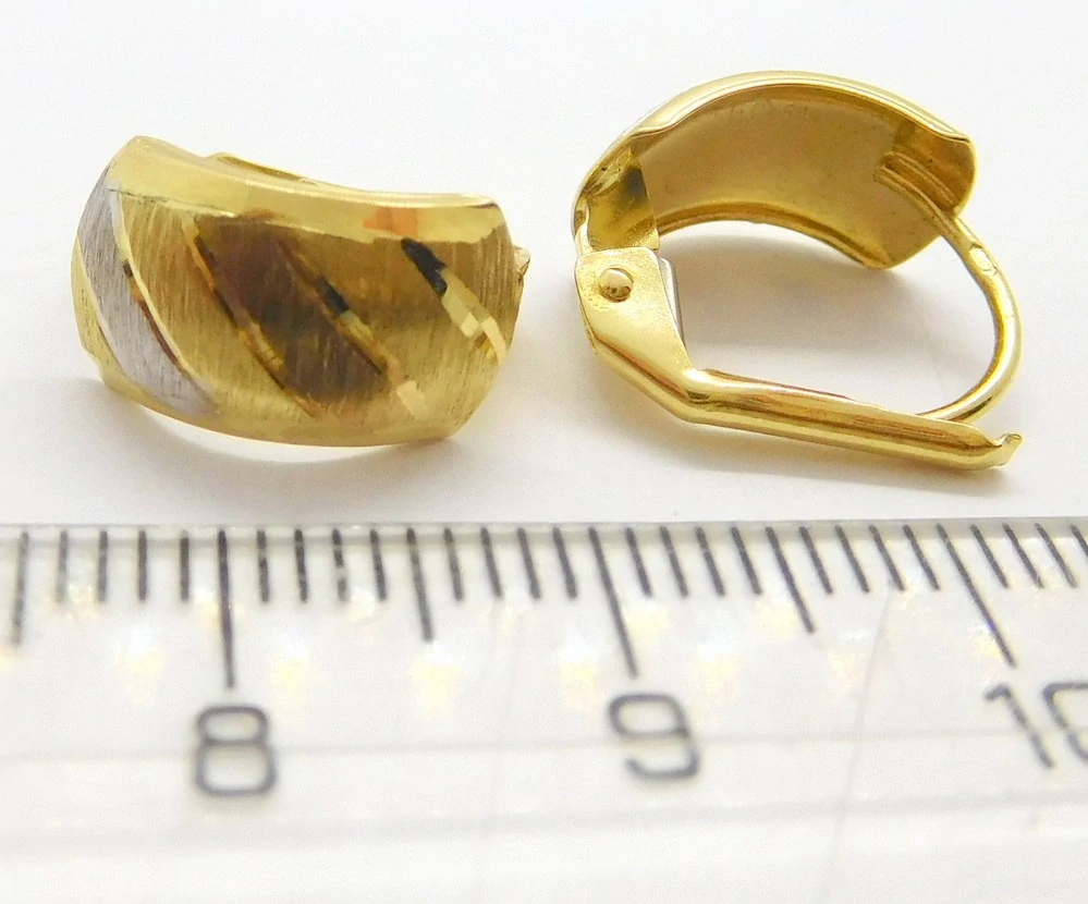 Klenoty Budín Dámské gravírované náušnice z bílého a žlutého zlata 585/1,66gr HK2340