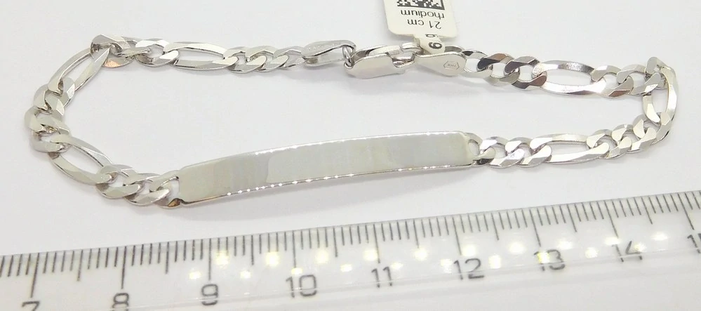 Klenoty Budín Pánský stříbrný náramek s destičkou ke gravírování 21cm 925/1000 6,67gr 030561000009