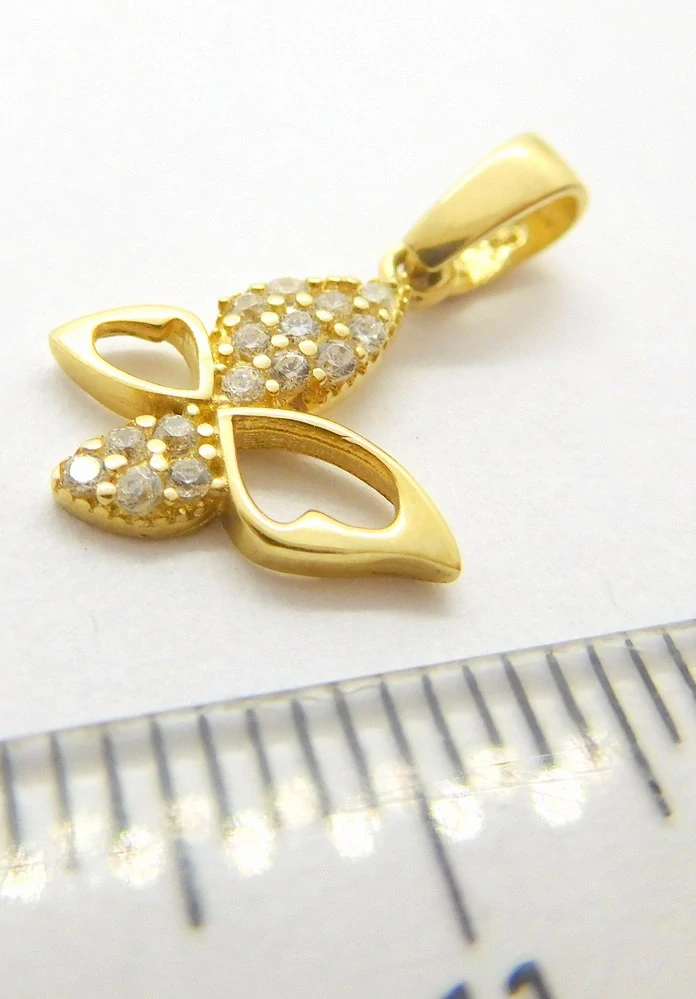 Klenoty Budín Dámský zlatý přívěsek se zirkony motýlek 585/0,62gr 02889