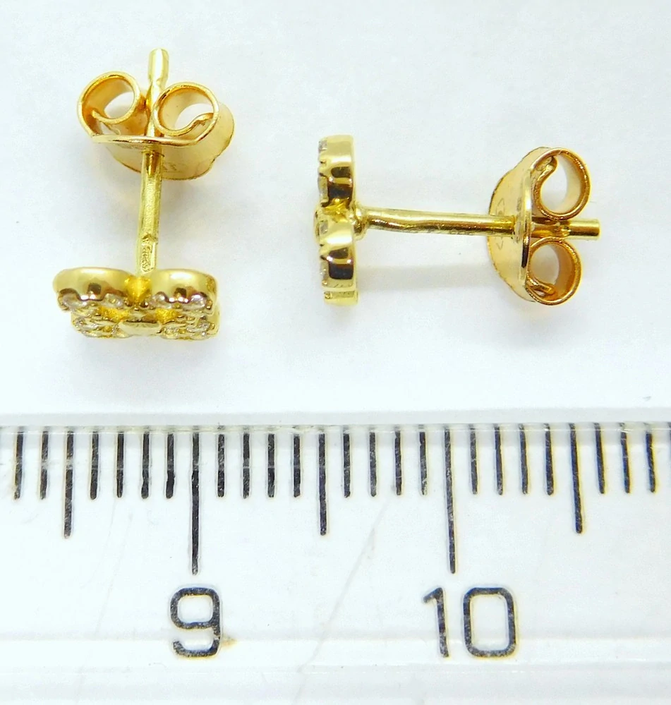 Klenoty Budín Dámské peckové zlaté náušnice na puzetku se zirkony 585/1,04gr HK2361