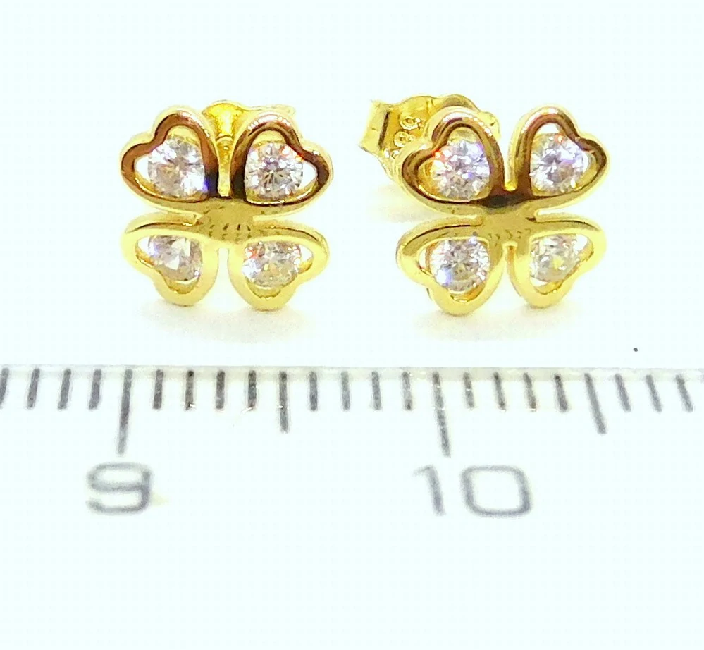 Klenoty Budín Dámské peckové zlaté náušnice na puzetku se zirkony 585/1,04gr HK2360