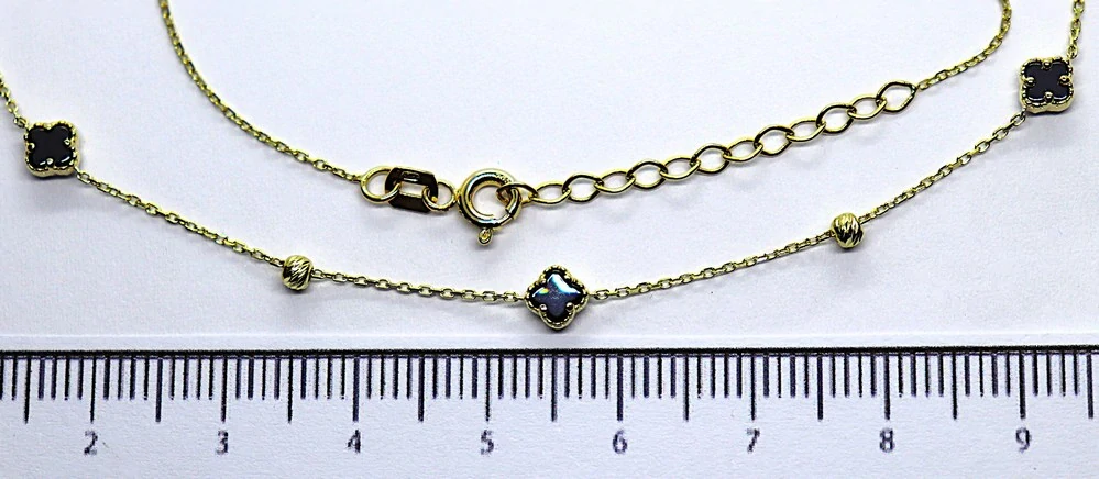 Klenoty Budín Dámský zlatý náhrdelník s černými onyxy 585/2,70gr 45cm HK4068