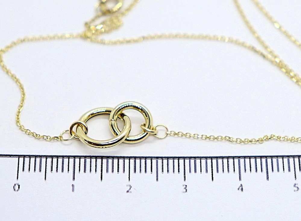 Klenoty Budín Dámský zlatý náhrdelník ze žlutého zlata s propletenými kroužky 585/1,48gr 42+3cm HK4070