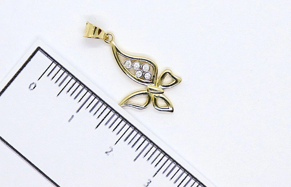 Klenoty Budín - Zlatý přívěsek ze žlutého zlata se zirkony motýlek 585/1,09gr HK3236