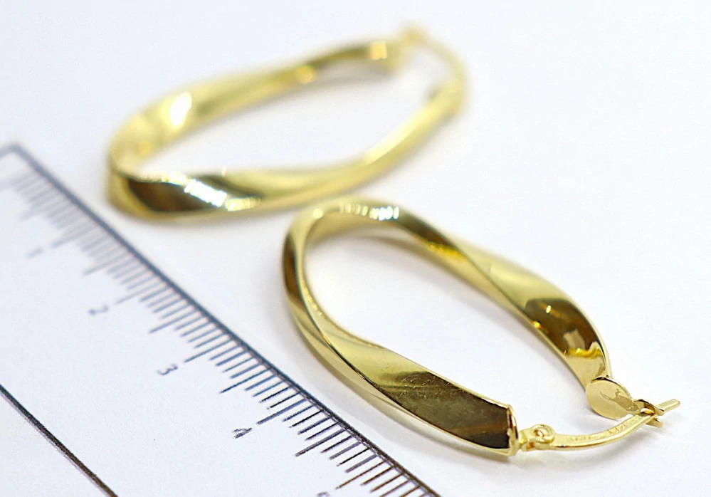 Klenoty Budín Dámské kruhové hladké zlaté náušnice oválky 585/2,50gr HK2406