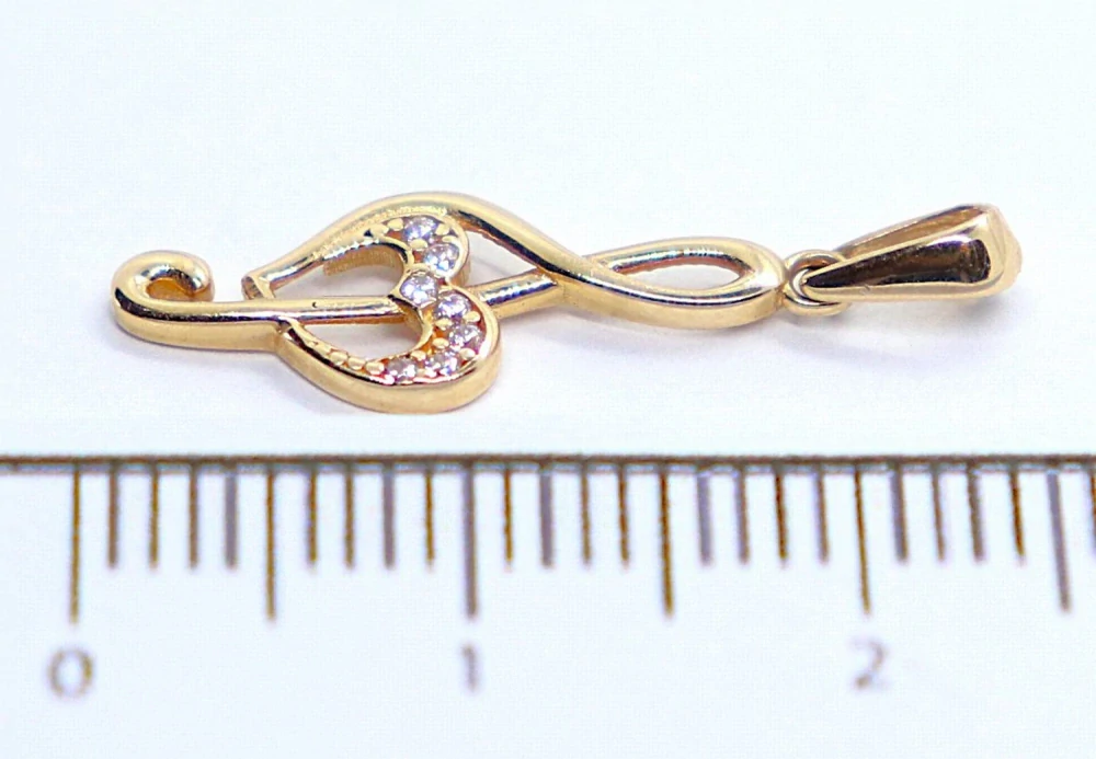 Klenoty Budín Dámský zlatý přívěsek z růžového zlata se zirkony houslový klíč 585/0,60gr HK3255