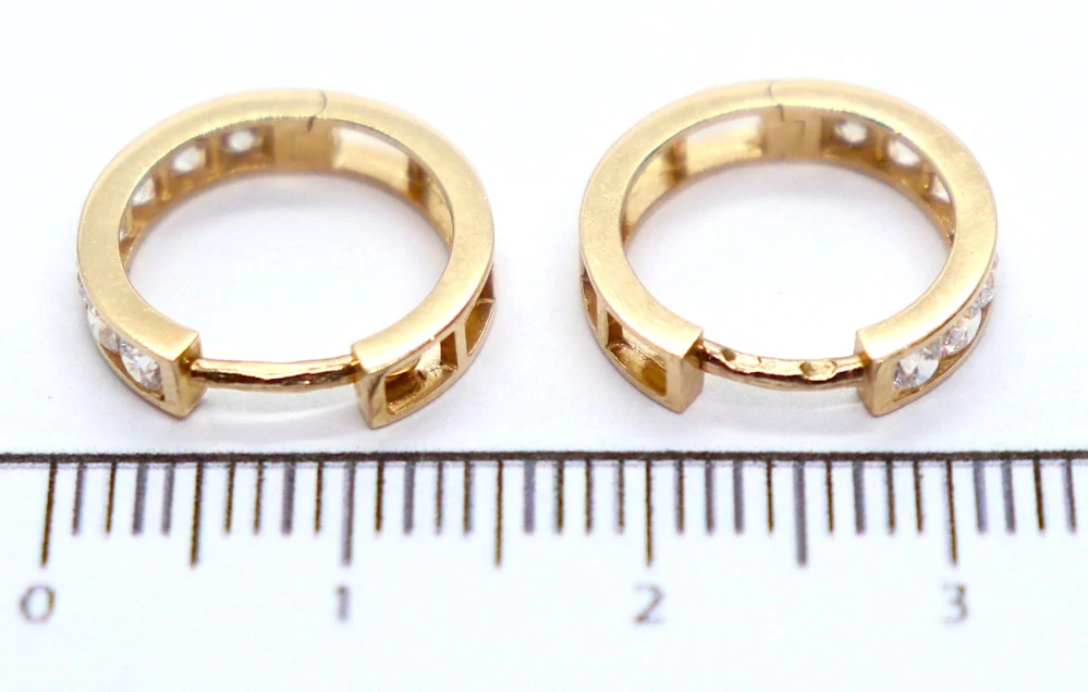 Klenoty Budín Dámské kruhové zlaté náušnice z růžového zlata se zirkony 585/2,08gr HK2409