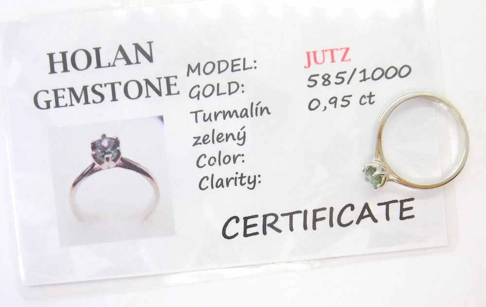 Klenoty Budín Dámský zásnubní diamantový prsten z bílého zlata s přírodním turmalínem vel. 56 0,95CT 585/1,95gr B0130