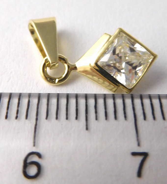 Klenoty Budín Zlatý přívěsek s čirým velkým zirkonem 585/0,64gr 246045010