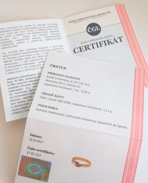 Klenoty Budín Zásnubní zlatý diamantový prsten s diamantem vel. 57 585/2,11gr 17-01 213 T275